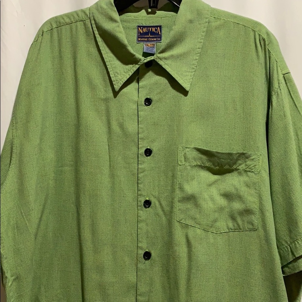 NAUTICA MARINE DENIM SHIRT SZ XXL GREEN MICRO